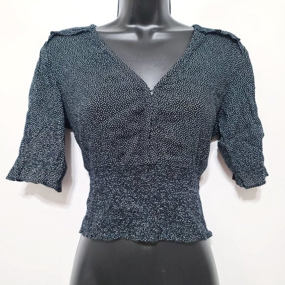 Abercrombie & Fitch Polka Dot V Neck Smocked Blouse [XS] - Picture 1 of 4